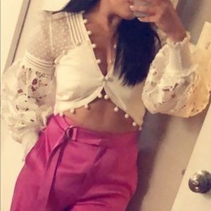 Zimmermann Corsage Embellished Crop Top